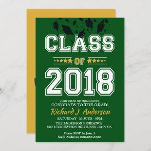 Class of 2018 Green and Yellow Grad Party Invitation