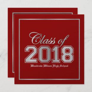 Class of 2018 Premium Red / Silver Graduation Invitation