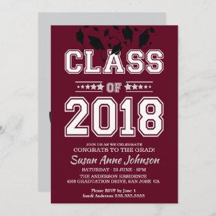 Class of 2018 Silver and Burgundy Grad Party Invitation