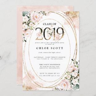 Class of 2019 Blush Pink Gold Graduation Invitation