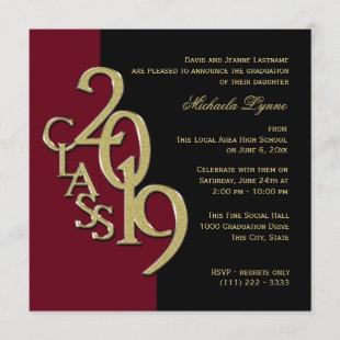 Class of 2019 Color Choice Graduation in Gold Invitation