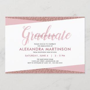 Class of 2019 | Rose Gold Faux Glitter Graduation Invitation