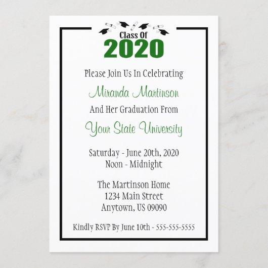 Class Of 2020 Graduation Invitation (Green Caps)