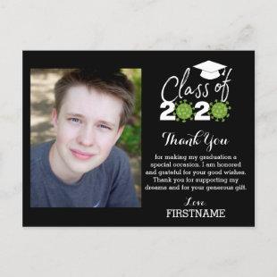 Class of 2020 Graduation Thank You Virus Black Postcard