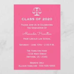Class Of 2020 Scales Graduation Invite (Pink)