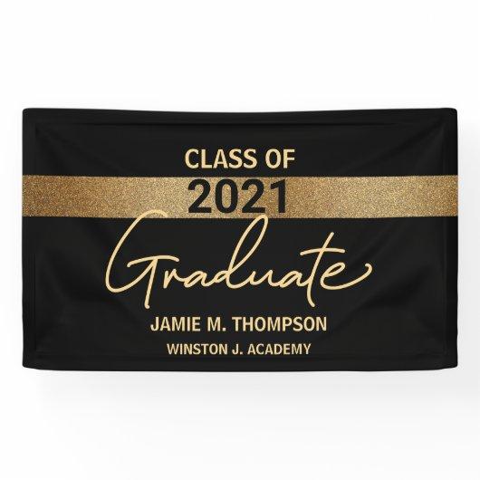 Class of 2021 Black Gold Name Graduation Adult Clo Banner
