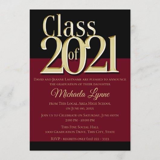 Class of 2021 Burgundy and Gold Grad Invitation