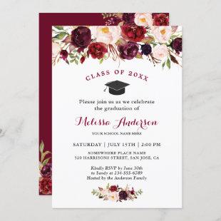 Class of 2021 Burgundy Red Floral Graduation Party