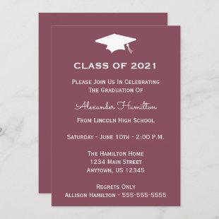 Class Of 2021 Cap Graduation Invite (Maroon)