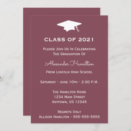 Class Of 2021 Cap Graduation Invite (Maroon)