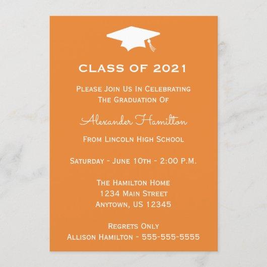 Class Of 2021 Cap Graduation Invite (Orange)