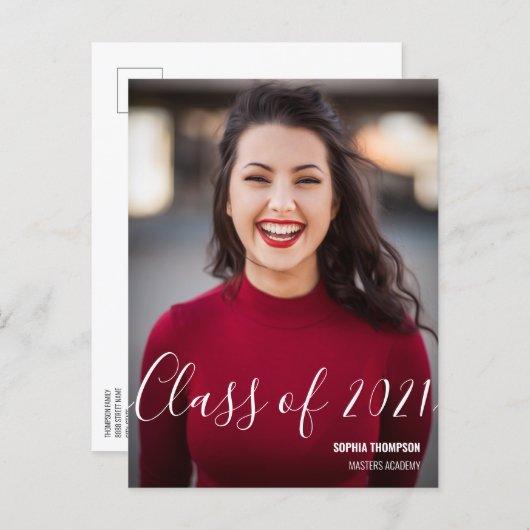 Class of 2021 Graduate Personalized Photo Name Announcement Postcard
