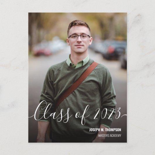 Class of 2021 Male Graduate Photo Name Announcement Postcard