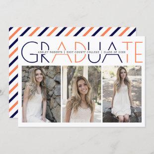 Class of 2021 navy blue, coral graduation photo