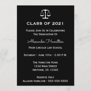 Class Of 2021 Scales Graduation Invitation (Black)