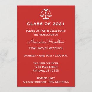 Class Of 2021 Scales Graduation Invite (Red)