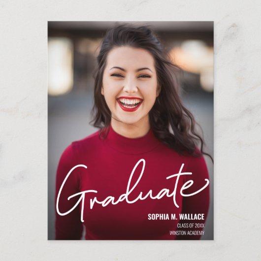 Class of 2021 Script Girl Graduate Photo Announcement Postcard