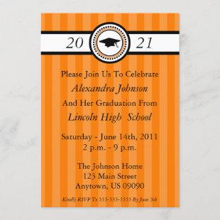 Class Of 2021 Stripes Graduation Invite (Orange)