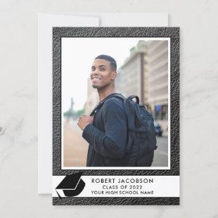 Class of 2022 | Black LEATHER Photo Graduation Invitation