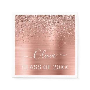 Class of 2022 Blush Pink Glitter Graduate Napkins