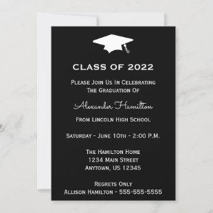 Class Of 2022 Cap Graduation Invitation (Black)
