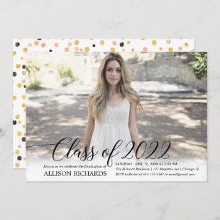 Class of 2022 elegant calligraphy graduation photo invitation