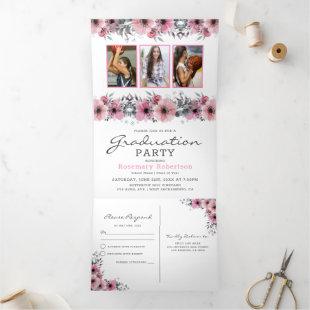 Class of 2022 | Floral 2 in 1 Graduation Party Tri-Fold Invitation