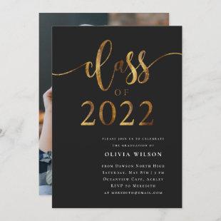 Class of 2022 Gold and Black Graduation Party Invi Invitation