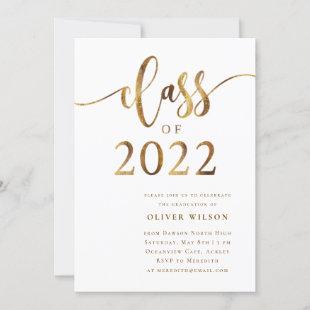 Class of 2022 Gold and White Graduation Party  Inv Invitation