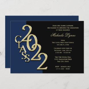 Class of 2022 Grad Gold with Color Option  Invitation