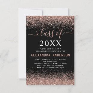 Class of 2022 Graduation Party Pink Rose Gold Invitation