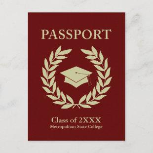 class of 2022 graduation passport announcement postcard
