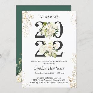 Class of 2022 Greenery Floral Graduation Party Invitation