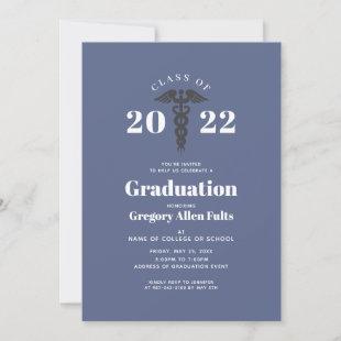 Class of 2022 Nurse Grad Dusty Blue Simple Invitation
