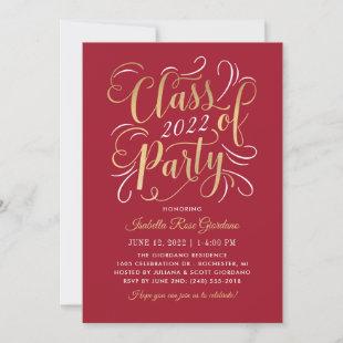 Class of 2022 Red Gold Graduation Party Photo Invitation