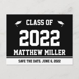 Class of 2022 Save the Date Black and White Announcement Postcard