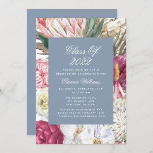 Class of 2022 Watercolor Graduation Floral Invitation