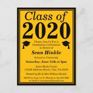 Class of 2023 Black Gold Graduation Invitation Postcard
