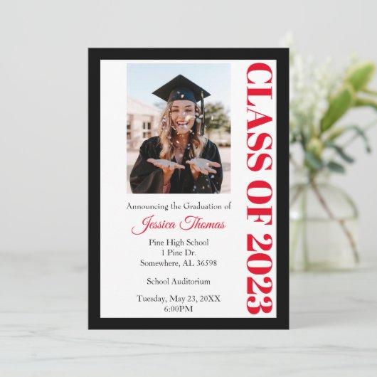 Class of 2023 Black Photo Graduation Invitation