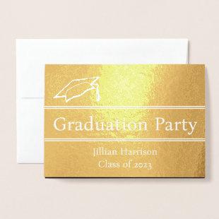 Class of 2023 Black White Gold Elegant Graduation Foil Card
