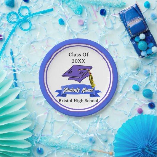 Class of 2023 Blue and White Graduation Party Paper Plates