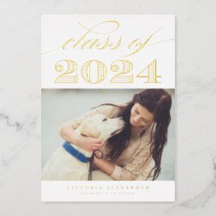 Class of 2023 Classic Typography Photo Graduation  Foil Invitation