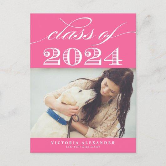 Class of 2023 Classic Typography Pink Graduation Postcard