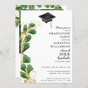 Class of 2023 Elegant Greenery Photo Graduation Invitation