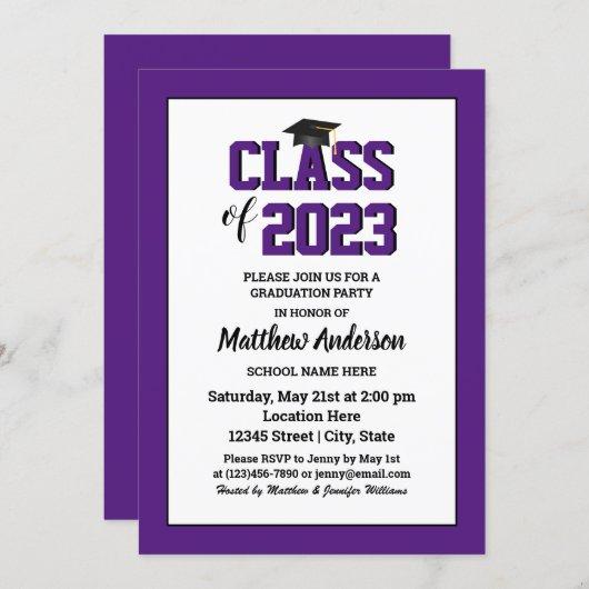 Class of 2023 Elegant Royal Purple Graduation Invitation