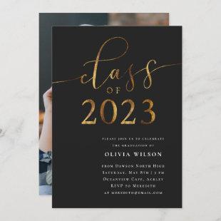 Class of 2023 Gold and Black Graduation Party  Invitation