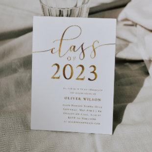 Class of 2023 Gold and White Graduation Party  Invitation
