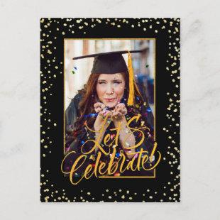 Class of 2023 Gold Confetti Elegant Graduation Postcard