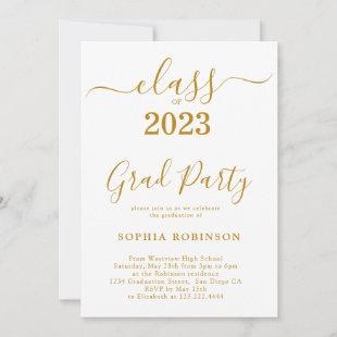 Class of 2023 Gold Script Graduation Party Invitation