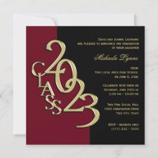 Class of 2023 Grad Burgundy and Gold Invitation